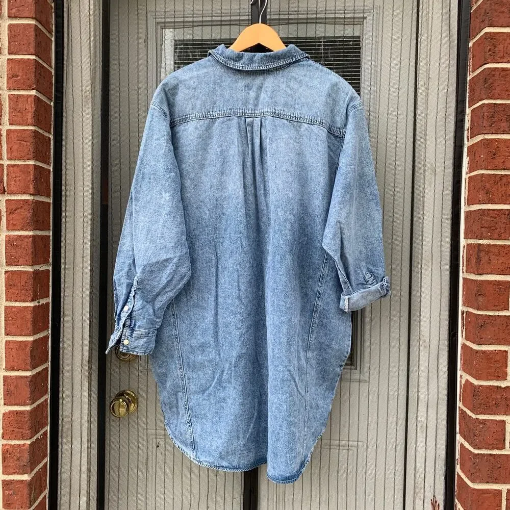 Women's Denim Long Sleeve Mini Shirtdress Size X-Large NWT- Universal Thread - Picture 2 of 13